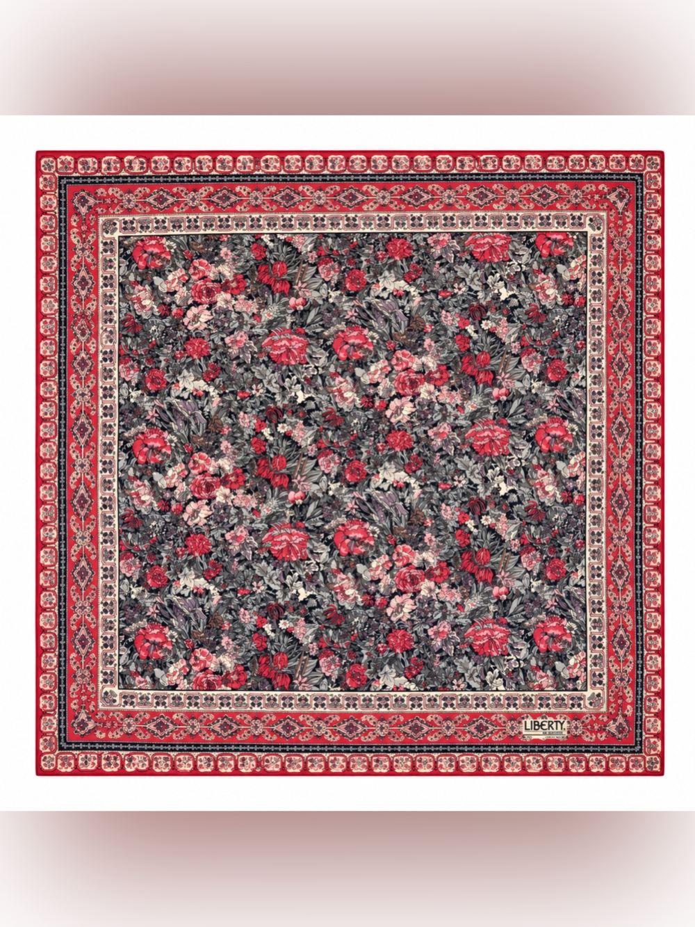 Vtg Liberty of London Floral Scarf 70 x 70 cm Hand-rolled / Hand-edged Silk